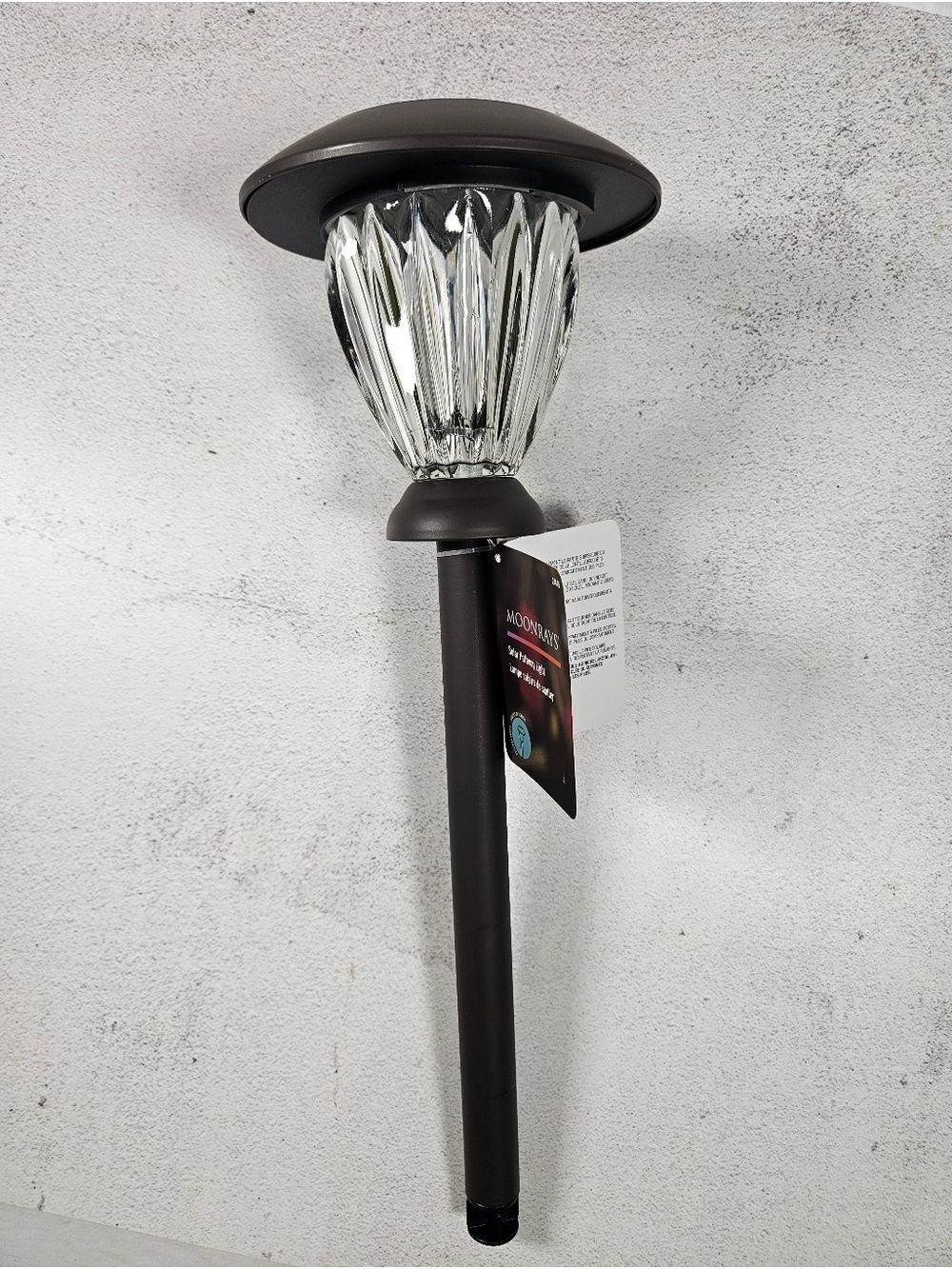 NWT Set of 5 Premium Moonrays Solar LED Ribbed Glass Bronze Metal Light 21"